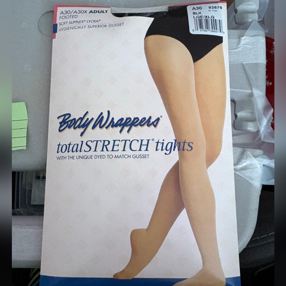 Body Wrappers Black Footed Tights, 93876 L/XL , A30, 94003 S/M
